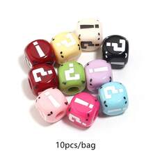 10pcs/Pack 12mm Exclamation Mark & Question Mark Printed Colorful Large Hole Square Beads, Acrylic Focal Beads For DIY Phone Chain, Hair Accessories, Keychain, Bag Charm - Printed Large Square Beads - View 11