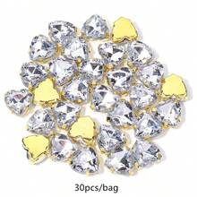30pcs/Pack Colorful Heart-Shaped Rhinestones, 1cm/0.39in Stainless Steel Base, Heart Rhinestones, DIY Handmade Clothing, Shoes, Hats, Boxes, Packaging Decoration, Shiny Rhinestone Decoration - Heart-shaped Rhinestone - View 11