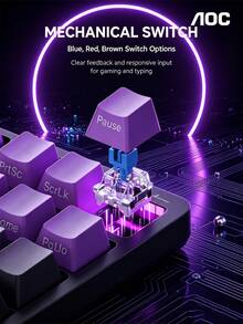 AOC GK410 Wired Mechanical Keyboard, 104-Key Full Anti-Ghosting, RGB Backlit, Gaming And Office Desktop Keyboard - View 2