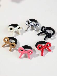 12pcs Girls Bow Hair Ties High Elasticity Durable Hair Accessories Thumb Hair Bands Suitable For Holiday/Daily Use - Multicolor - View 2