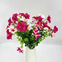 1pc/3pcs Pink Morning Glory Artificial Flowers, Fade-Resistant Fake Floral Plants With UV Protection, Suitable For Garden, Dining Table Decor, Home, Wedding Floral Arrangement, Pink Edge, Suitable For Indoor/Outdoor, Christmas, Spring Decoration - Multicolor - View 6