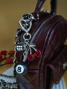 Y2K Dice Charm, Red Cherry Pendant Handbag Keychain, Aesthetic Purse Accessory - Multicolor - View 2