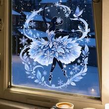 1Pc Static Window Cling, Ballerina Butterfly Winter Christmas Window Sticker,Removable Reusable Glass Decal For Kids Girls Room Home Holiday Decor - Multicolor - View 7
