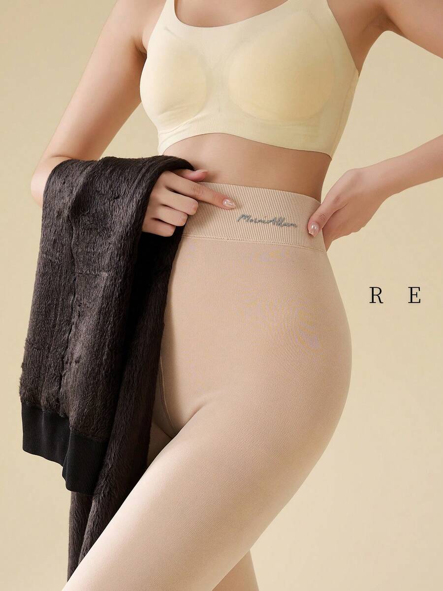 MOIRÉALLURE 1Pair FLEECE-LINED TIGHTS For Daily Life - Clear - View 1