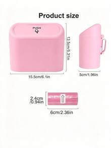 Pink Car Trash Can, Portable With Lid Car Garbage Bin, Includes Disposable Trash Bags, Suitable For Vehicle Waste Storage, Essential Car Accessory For Women, Large Capacity Design, Car Supplies - A - View 5