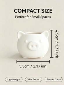 1PC Flower Pot - Pig Shaped Mini Succulent Plant Pot, Breathable Small Plant Container, Suitable For Desk, Windowsill And Home Office Environment, Designed For Plant Lovers, Indoor Flower Pot, Cartoon Animal Shaped Cactus Bonsai Decorative Pot, Christmas Or Housewarming Gift - Piggy-shaped Mini Planter - View 6