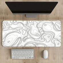 Black & White Topographic Map Large Gaming Mouse Pad - Extended Contour Mouse Pad, Laptop Keyboard Mat, With Non-Slip Rubber Base, Stitched Edge Soft Fabric Surface, Suitable For Home & Office - View 7