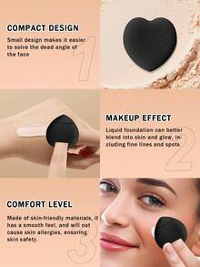 47Pcs Black Makeup Brushes Beauty Sponges Triangle Puff Bow Headband Makeup Storage Bag Eyelash Curler Professional Makeup Tool Set For Foundation Blush Eyeshadow - Black - View 5