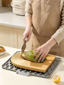 1pc Large Non-Slip Silicone Kitchen Sink & Countertop Drainage Mat, 15.75x11.81 Inches, Built-In Drainage Design, Dish Drying Rack & Space-Saving Storage Box, Easy To Clean Black & Gray Color, Suitable For Refrigerator, Stove, Sink (Modern Kitchen Use), Minimalist Design, Non-Slip Surface, Countertop Protection Mat - Multicolor - View 11