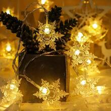 1PC Large Snowflake String Light, Christmas Snowflake LED Fairy Tale Light, Holiday Party Decoration Light String, Suitable For Indoor, Bedroom, Living Room, Fireplace, Christmas Tree Scene Decoration, Battery Box Power Supply (Battery Not Included) - Snowflake - View 2