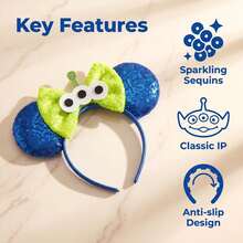 Alien Theme Mickey Ears Headband Glitter Disney Park Cosplay Party Hair Accessory - Multicolor - View 2