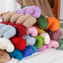 Benang Pilin Aneka Warna Isi 3 Gulungan, 100g Per Gulungan, Total 300g, Cocok Untuk Merajut Tangan, Merenda, Membuat Sweater, Syal, Topi, Selendang, dan Aksesoris Buatan Tangan, Bahan Benang untuk Proyek Merajut Kreatif - 3 bundel benang wol - View 8