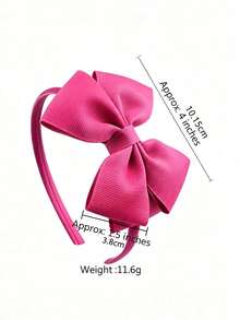 1pc Children's Bow Knot Ribbed Fabric Decorative Sweet Style Headband Daily Wear Girls Hair Accessory - Dusty Pink - View 4