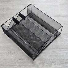 1pc Desktop File Organizer Rack, 5-Tier Mesh Wall-Mounted Document Organizer, Vertical Mail Paper Folder Storage Rack - 4-tier-black - View 8