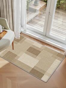 1pc Minimalist Geometric Line Print Pattern, Simple Long Strip Rug Mat, Easy To Clean Long Strip Runner Carpet, Suitable For Kitchen, Dining Room, Hallway, Corridor And Other Indoor Spaces, All Season Use - Khaki - View 14