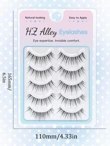 5 Pairs Pointed Fluffy Cartoon Eyelashes, Invisible Soft Lightweight Realistic 3D Defined Natural Fresh Sweet Korean Style Big Eye Eyelashes, Soft Lightweight Faux Mink Hair - Black - View 9