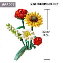 12pcs Artificial Flower Bouquet Building Blocks, Home Decor Ornament, Creative Gift For Thanksgiving, Mother's Day, Birthday, Christmas, Valentine's Day - Model - View 13