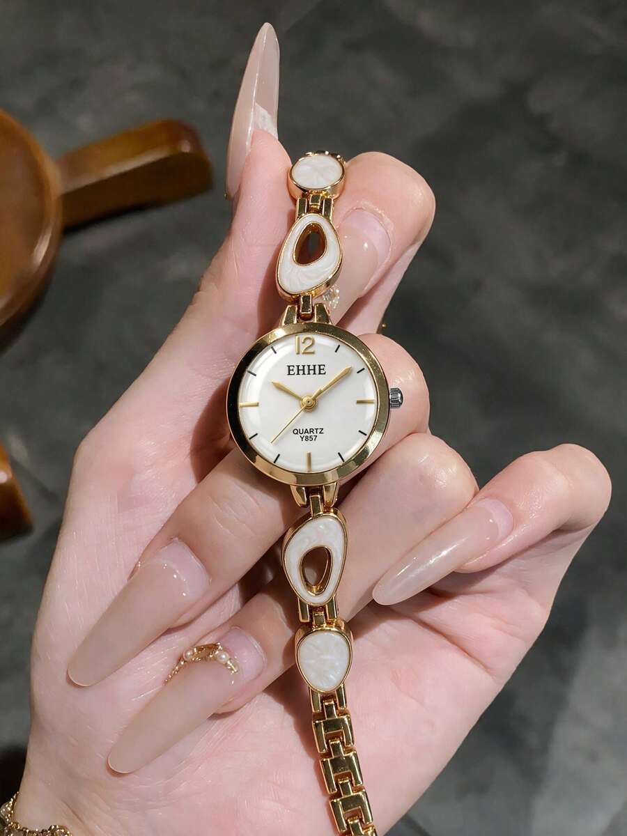 1pc Women's Quartz Watch, Vintage Fashion Minimalist Style, Daily Wear, Bracelet Watch, Holiday Gift Choice - Gold - View 1