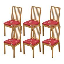 1/2/4/6pcs Christmas Print Small Square Chair Seat Covers, Elastic Removable Washable Chair Covers For Dining Room And Kitchen Chairs - Multicolor - View 29