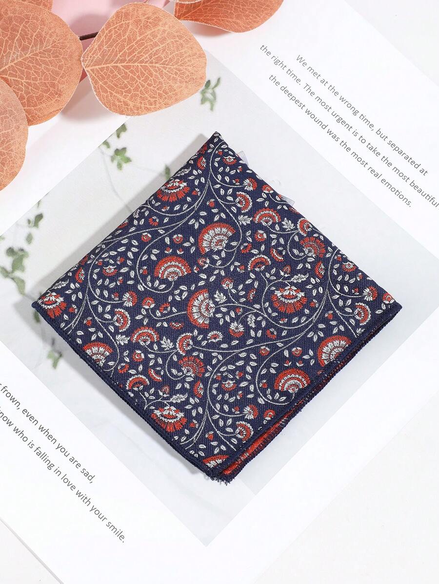 1PC Men's Fashion Exquisite Versatile Plant Vine Leaf Pattern Pocket Square Handkerchief Square Scarf Suit Pocket Square Suitable For Daily Business Party Banquet Hosting Matching - Multicolor - View 1