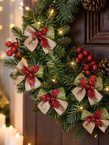 20pcs/10pcs Mini Christmas Bows, Classic Red And Green Ribbon Bows, Suitable For Christmas Tree Decoration, Gift Wrapping, Wedding And New Year - Hand-Sewn Edged With Gold Point, Red/Green Dual Color, Holiday Party Decoration Bows (No Feathers) - Bow - View 5
