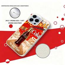 Coca Cola Coca-Cola Officially Licensed Phone Case, Two Pieces Set/One Leather Texture Bubble Pattern Phone Case One White Lanyard. Compatible With IPhone18 Pro 8 Pro Max IPhone 18 Duo 17, 17 Pro, 17 Pro Max, 11, 12 1, Apple 15, 16 Pro, 16 Pro Max, 14 Plus, 16 Plus, 15 Pro,16 Max, And Other Models To Be Adapted. A Perfect Halloween Gift For Family And Friends. - White - View 5