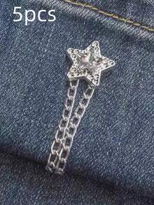 1/3/5pcs Multi-Functional Plastic & Metal Clothing And Trouser Leg Clips, Star-Shaped, Heart-Shaped, And Bow-Knot Faux Pearl Design, Non-Slip Pant Length Adjuster, Prevents Trouser Legs From Dragging On The Ground, Suitable For Jeans, - Multicolor - View 25