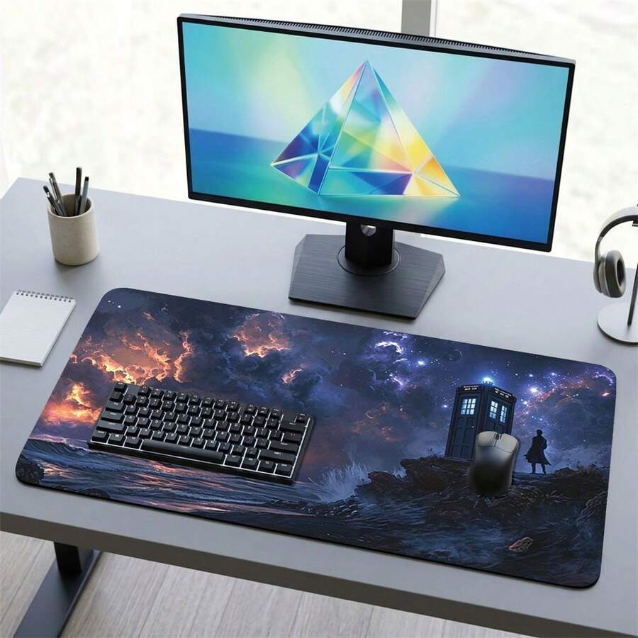 Black Cloud Pattern Gaming Mouse Pad, Non-Slip Rubber Desk Mat, Suitable For PC Laptop Office Home Use, Smooth Gliding Surface, Melancholy Abstract Art Decor, Back To School Supplies - B - View 1