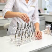 1pc Clear Acrylic Nail Clipper Storage Rack, Triangular Manicure Tool Display Stand, Large Capacity Dental Pliers Display Rack, Desktop Nail Clipper Organizer - Multicolor - View 11