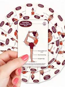 36 Mini Yoga Cards, Birthday Gift For Yoga Enthusiasts, Portable Cartoon Yoga Instruction Cards, Basic Yoga Pose Guide Cards, Suitable For Yoga And Yoga Classes - Featuring Fun Cartoon Yoga Poses, Colorful, Including Character Yoga Illustrations - Multicolor - View 3