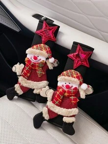Christmas 2PCS Fabric Santa Claus, Snowman, Reindeer, Number 2027 Star Decor Car Seat Belt Shoulder Pads - Random Styles - View 5
