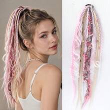 New Matte Braided Ponytail, Colorful Rope Braided Hair Extension, Bohemian Style Wig, Perfect For Women To Wear At Parties And Music Festivals - Multicolor - View 9