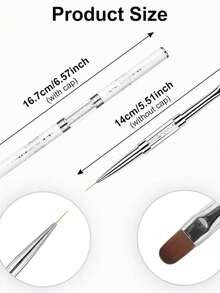 Rhinestone Handle Professional Dual-Head Nail Art Brush, Hard Gel Extension Pen, French Line Pen, Acrylic Nail Art Tool Pen - Multicolor - View 3