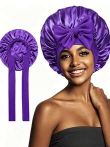 1pc Satin Bow Sleep Cap, Soft Hair Bonnet, Suitable For Curly, Braided And Natural Hair, Multiple Colors, Essential For Hair Car ,Travel And Gift - Multicolor - View 14