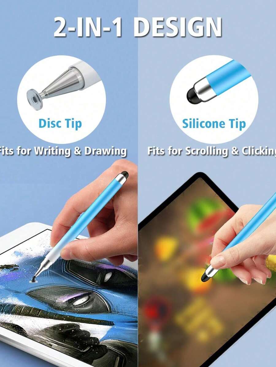 2 In 1 Universal Stylus Pen For Tablet Mobile Android IOS Phone Accessories Drawing Tablet Pens Capacitive Screen Touch Pen - Purple - View 1