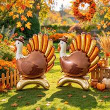 Standing Base Turkey Balloon Thanksgiving Decoration Cartoon Turkey Balloon New Year Holiday Decoration - Multicolor - View 2