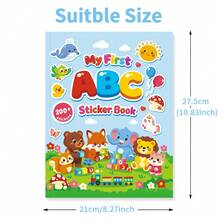 My First Alphabet Learning Sticker Book For Toddlers, ABC Letter Sticker Book With 200+ Cartoon Illustration Stickers, A To Z Early Education Cognitive Game Book, English Enlightenment Quiet Book, Educational Handmade Sticker Learning Toy, Portable Travel Interactive Sticker Picture Book, Birthday Gift For Boys And Girls - Baby Blue - View 4