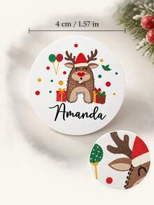 Stiker Nama Natal yang Dipersonalisasi, Label Liburan Kustom dengan Gambar Santa, Manusia Salju, Rusa Kutub, Penguin, dan Huruf, Stiker Hadiah Bulat untuk Pembungkus Kado, Dekorasi Hadiah Musiman, Perayaan Natal Keluarga, Pesta Meriah, dan Pemberian Hadiah Anak-Anak - MultiWarna - View 3