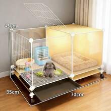 1pc Large Indoor Rabbit Cage With Toilet, Guinea Pig Cage, Pet Rabbit House Villa, All-Season Use, With Wheels Easy To Clean, Spacious Small Animal Cage, Home Rabbit Habitat - multicolor - View 8