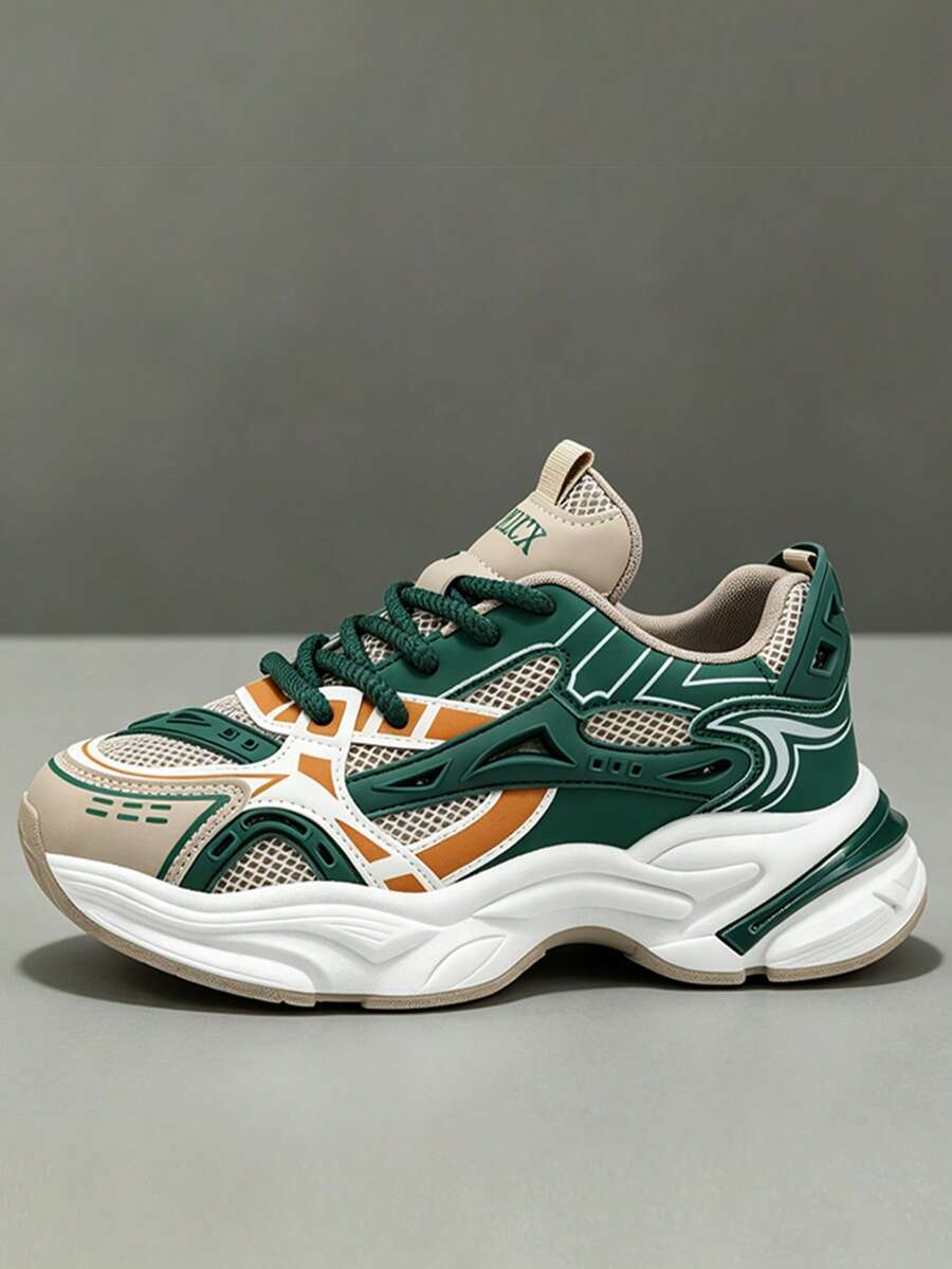Men's Mesh Sneakers, All-Season Fashion Thick Sole Height-Increasing Casual Shoes, Premium Colorblock Versatile Lightweight Breathable Sports Shoes