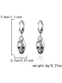 2pcs Halloween Skeleton/Bone Design Earrings, Suitable For Holiday Wear - Silver - View 11