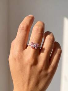 1pc Butterfly Diamond Ring, Elegant Women's Jewelry Gift, Suitable For Date, Party, Anniversary - Butterfly - View 4