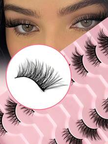 10 Pairs Of Fluffy False Eyelashes, Natural And Delicate, Faux Mink Fur, Thick, Soft And Curled, Suitable For Everyday Wear, Strip-Shaped False Eyelashes, Realistic Eyelashes, Perfect For Halloween , Reusable - View 7