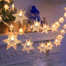 1PC Large Snowflake String Light, Christmas Snowflake LED Fairy Tale Light, Holiday Party Decoration Light String, Suitable For Indoor, Bedroom, Living Room, Fireplace, Christmas Tree Scene Decoration, Battery Box Power Supply (Battery Not Included) - Snowflake - View 5