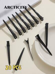 Arcticity 10/20/30/50pcs 3.35 Inch Metal Crocodile Hair Clips With Styling Combs Set, Women's Hair Styling Tools, Curly Hair Accessories, Autumn Travel Gift - Black - View 9