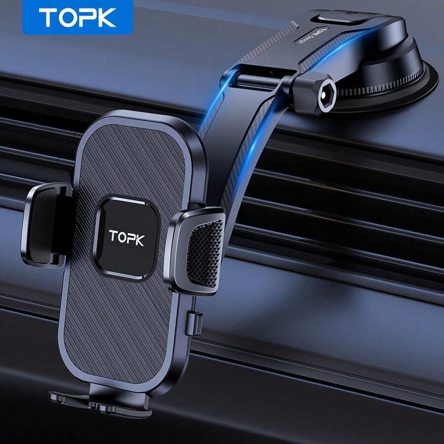 TOPK D38-C Car Phone Holder, Improved Adjustable Phone Mount, Suitable For Car Dashboard, Compatible With All Phones, Dual Orientation (Horizontal And Vertical) - Multicolor - View 1