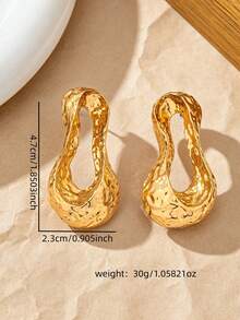 1 Pair Exaggerated Geometric Asymmetrical Stud Earrings For Women - Yellow Gold - View 2