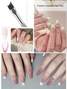 Bộ 1/2/3 cọ làm móng kiểu Pháp, cọ dẹt góc nghiêng hình trăng khuyết, dụng cụ vẽ chính xác hình trăng khuyết, phù hợp cho làm móng kiểu Pháp, vẽ viền gradient sơn gel và vẽ chi tiết, bút vẽ nét mảnh, có thể vẽ các đường mảnh và chi tiết tinh xảo - Nhiều màu - Xem 6