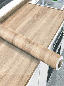 Matte Light Oak Wood Grain Self-Adhesive Waterproof Wallpaper, Suitable For Cabinets, Countertops, Living Room, Bedroom And Apartment Rental Home Decor - 1PC - View 11