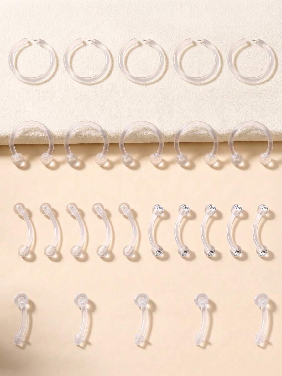 TOKRING 16G Transparent Soft Piercing Retainers, Soft Cartilage Earrings, Ear Canal Earrings, Helix Earrings, Septum Rings, Lip Rings, Eyebrow Rings, Navel Rings, Piercing Retainers - Clear - View 1